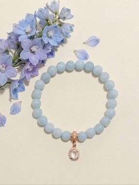Aquamarine Bracelet With Cubic Zirconia Charm